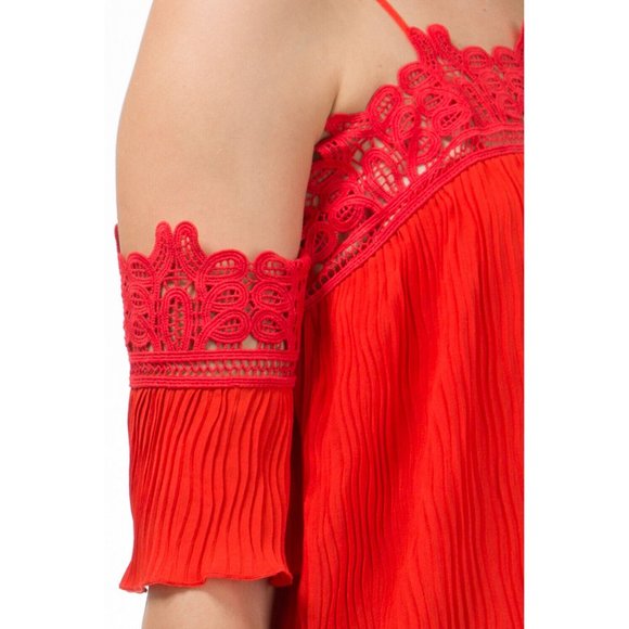 Women's Casual Off The Shoulder Spaghetti Strap Lace Trim Dress Super Cute - Picture 5 of 5